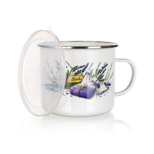 Lavendel zománcos bögre +teto 0,5 lit